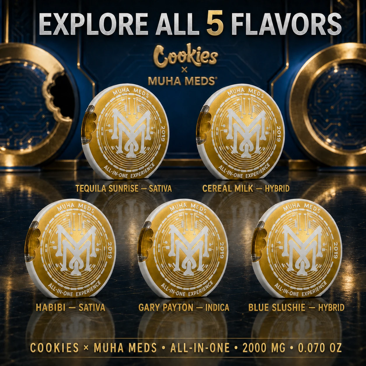 Cookies × Muha Meds five-device flavor lineup