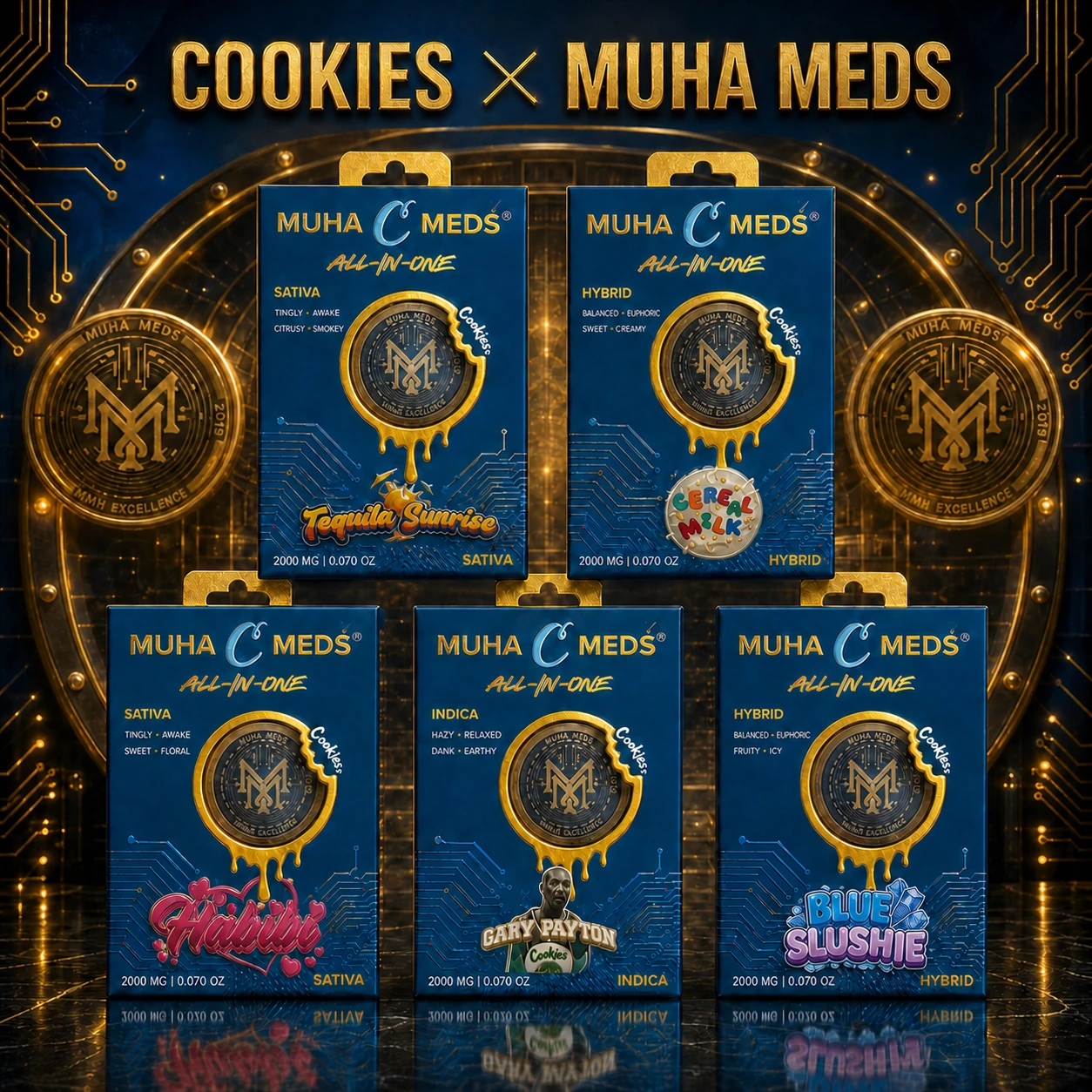 Cookies × Muha Meds five-package collection
