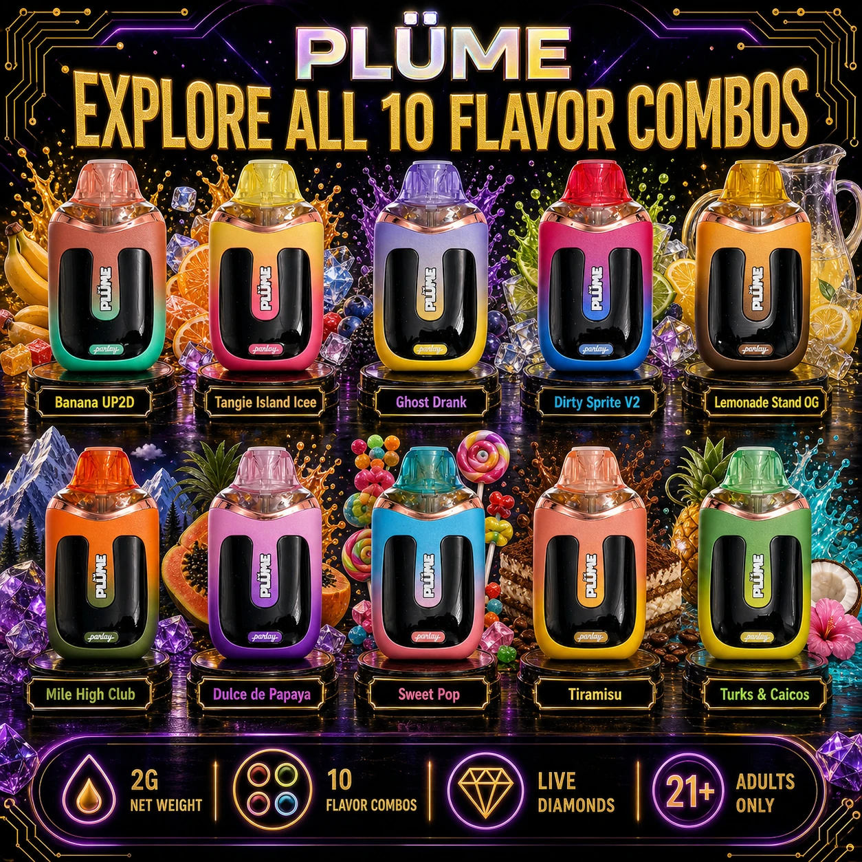 PLÜME by Parlay ten flavor device lineup